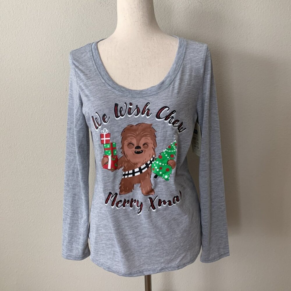 Munki Munki Women's Sz M Star Wars Chewbacca Long Sleeves Holiday Pajama Top